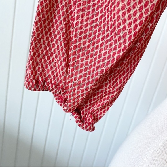 The Limited Orange Red Pattern Blouse Top 70s Look See-Through 3/4 Sleeve Sz XS - Picture 10 of 13